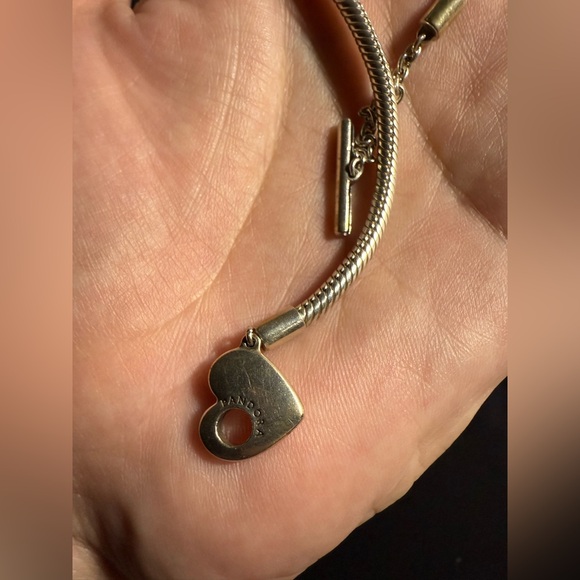 Authentic PANDORA Moments Snake Chain Bracelet Love Heart T-Bar Chain ✨ GUC - Picture 6 of 7